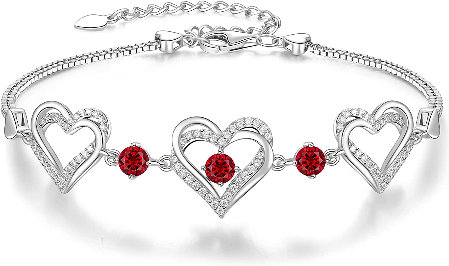 230816064255224_1 CDE Forever Love Heart Bracelet 925 Sterling Silver with Birthstone Zirconia, Anniversary Mother's Day Birthday Jewelry Gifts for Women Wife Her - Image 1